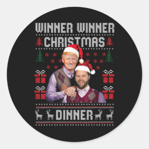 Pegatina Redonda Ganador Navidad Cena Santa Trump Vance U