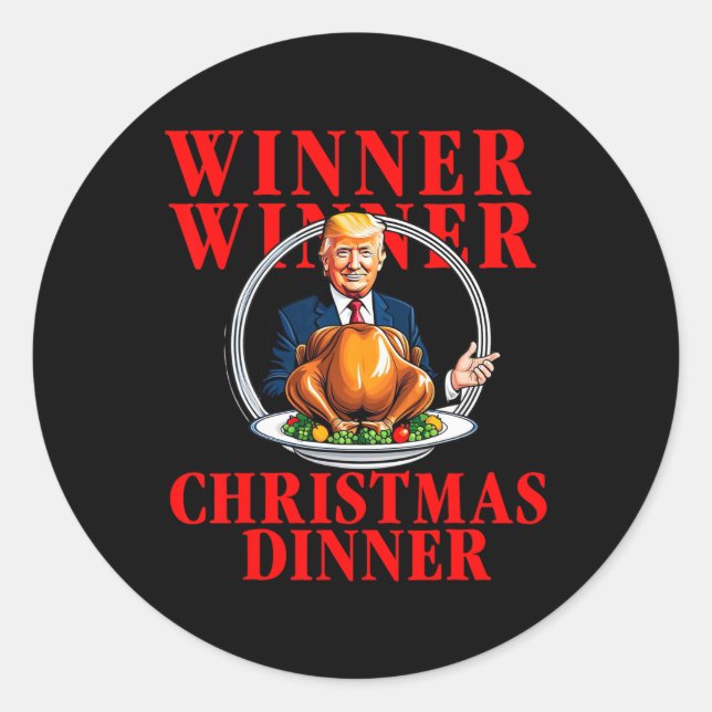 Pegatina Redonda Ganador Navidades Cena Graciosa Trump Ganó Tur (Anverso)