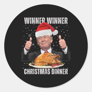 Pegatina Redonda Ganador Navidades Cena Humor gracioso Trump X