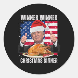 Pegatina Redonda Ganador Navidades Cena Humor gracioso Trump X