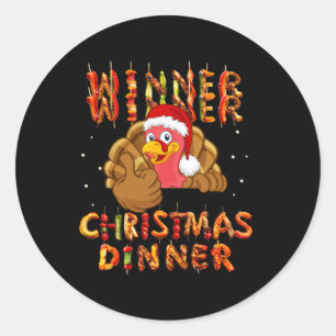 Pegatina Redonda Ganador Navidades Cena Santa Claus Trump