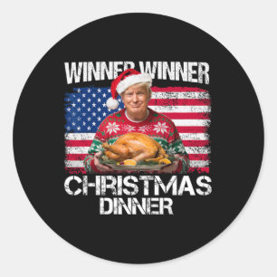 Pegatina Redonda Ganador Navidades Cena Santa Funny Trump C