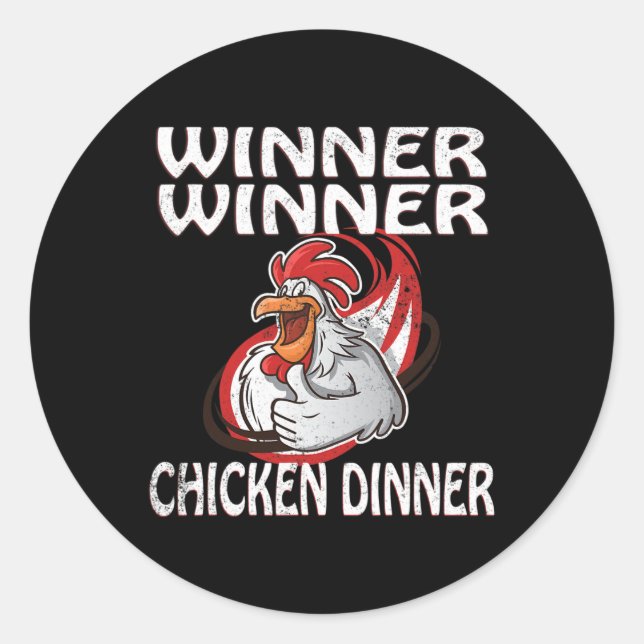Pegatina Redonda Ganador Perdedor Video Game Chicken Dinner Player (Anverso)