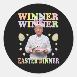 Pegatina Redonda Ganador presidente de la cena de Pascua Trump feli