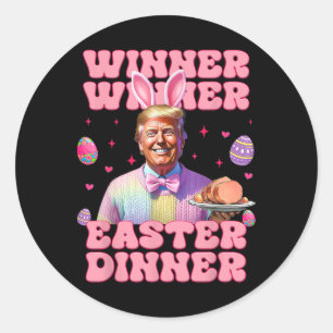 Pegatina Redonda Ganador presidente de la cena de Pascua Trump feli