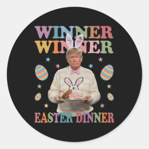 Pegatina Redonda Ganador presidente de la cena de Pascua Trump feli
