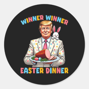 Pegatina Redonda Ganador Wiiner Cena De Pascua Trump Pascua Gracios