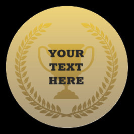 Pegatina Redonda Ganadora de la copa trofeo de oro