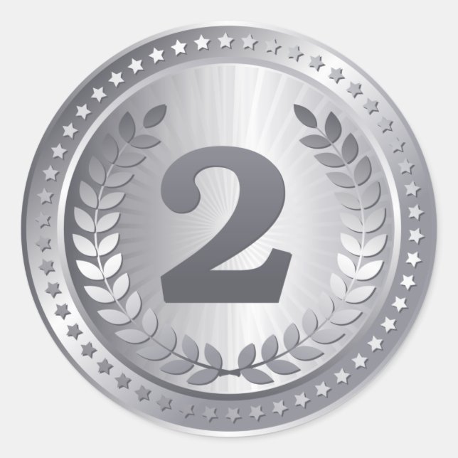 Pegatina Redonda Ganadora de la segunda medalla de plata (Anverso)