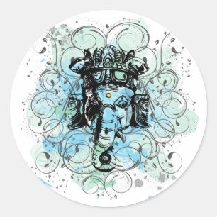 Pegatina Redonda Ganesh