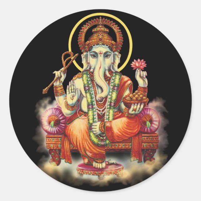 Pegatina Redonda Ganesh (Anverso)