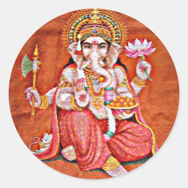 Pegatina Redonda Ganesh Art (Anverso)