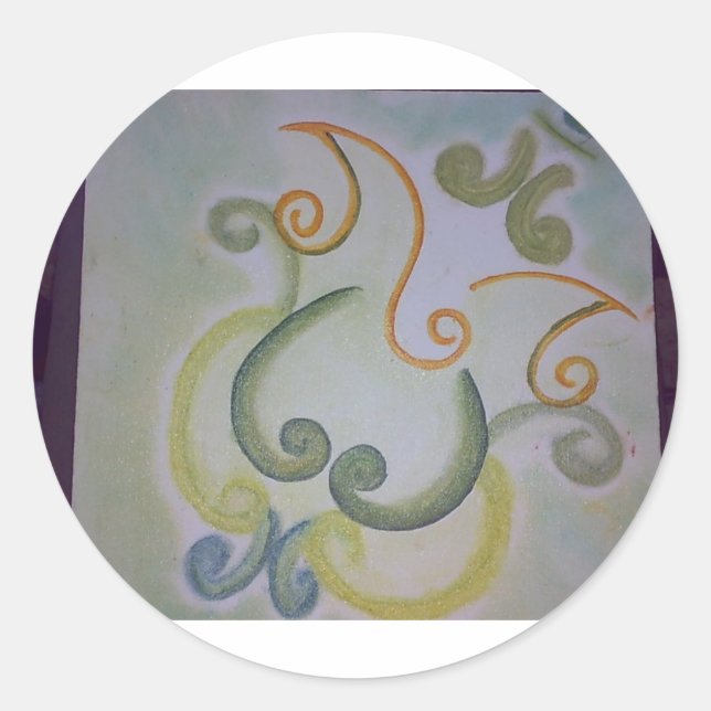 Pegatina Redonda Ganesh contemporáneo2 (Anverso)