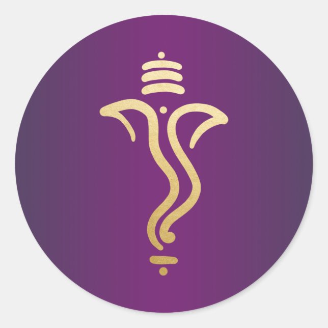 Pegatina Redonda Ganesh/Dios indio (Anverso)