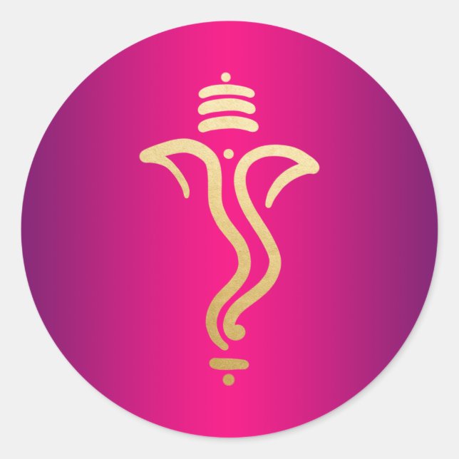 Pegatina Redonda Ganesh/ Dios indio (Anverso)