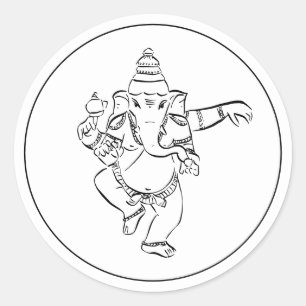 Pegatina Redonda Ganesh   Dios indio