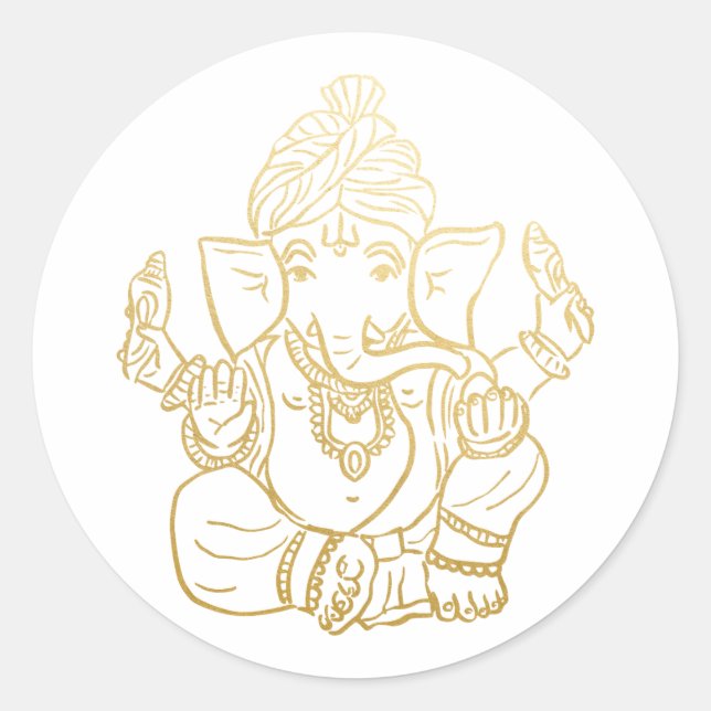Pegatina Redonda Ganesh | El dios indio Ganpati (Anverso)