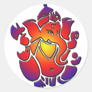 Pegatina Redonda Ganesh en colores