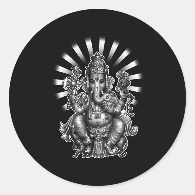 Pegatina Redonda Ganesh Ganesha (Anverso)