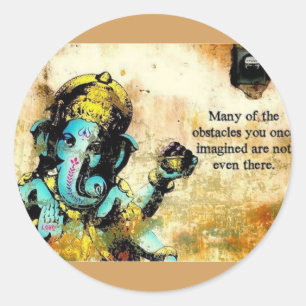 Pegatina Redonda Ganesh Ganesha Hindu India Deidad del Elefante Asi