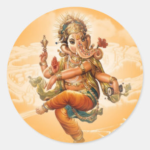 PEGATINA REDONDA GANESH HINDU DIOS