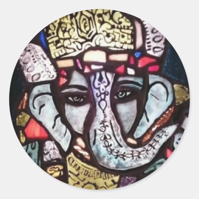 Pegatina Redonda Ganesh Pegatinas (Anverso)