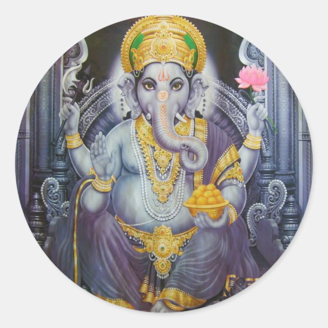 Pegatina Redonda Ganesha (Anverso)
