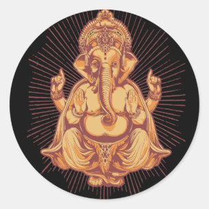 Pegatina Redonda Ganesha