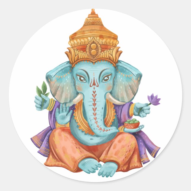 Pegatina Redonda Ganesha (Anverso)