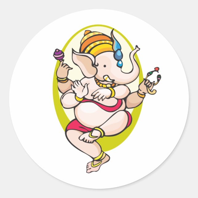 Pegatina Redonda Ganesha (Anverso)