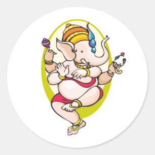Pegatina Redonda Ganesha