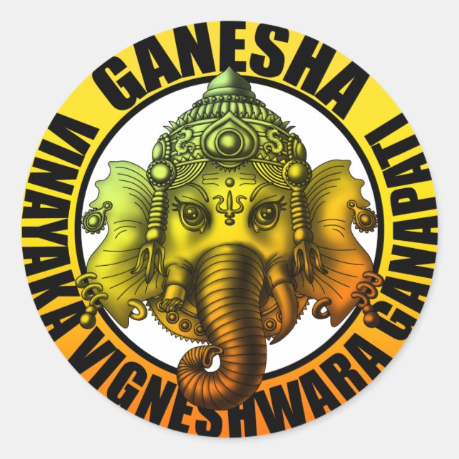 Pegatina Redonda Ganesha2 (Anverso)