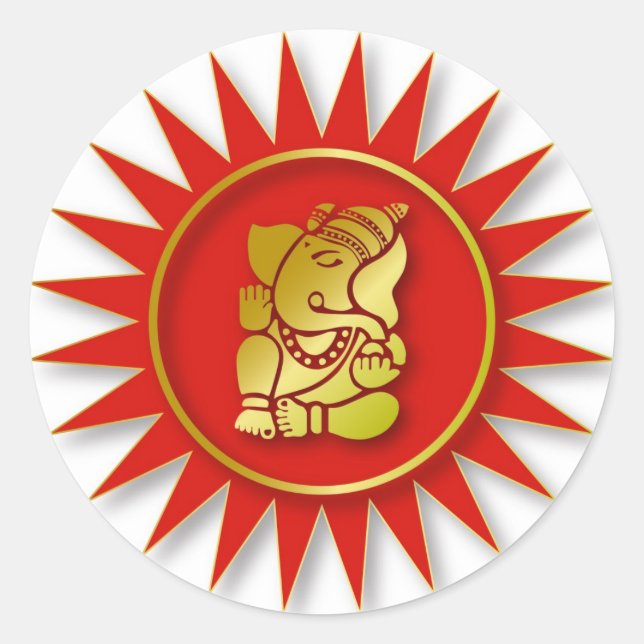 Pegatina Redonda Ganesha Design (Anverso)