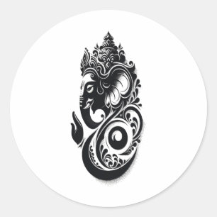 Pegatina Redonda Ganesha, Espiritual hindú Ganesh Dios indio del Yo