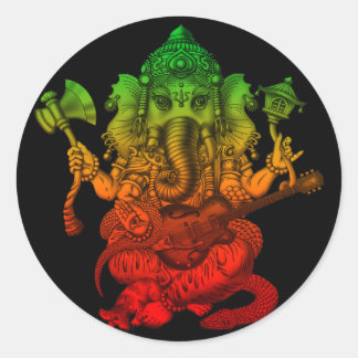 Pegatina Redonda Ganesha Guitar