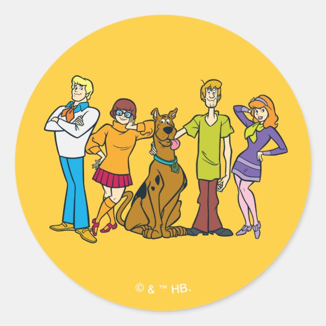Pegatina Redonda Gang 14 Mystery Inc (Anverso)