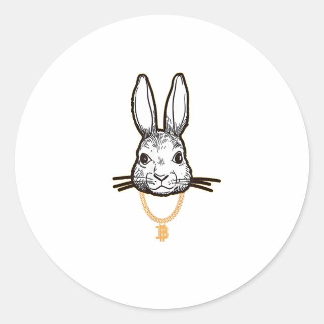Pegatina Redonda Gangsta Conejo Conejo Bitcoin TShirt Crypto Coin M (Anverso)