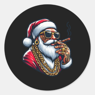 Pegatina Redonda Gangsta Wrapper Funny Guay Santa Gangster Pajama C