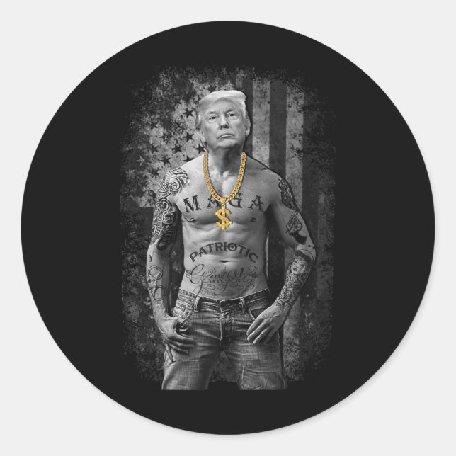 Pegatina Redonda Gangster Anti Liberal Pro Trump Prima Republicana (Anverso)
