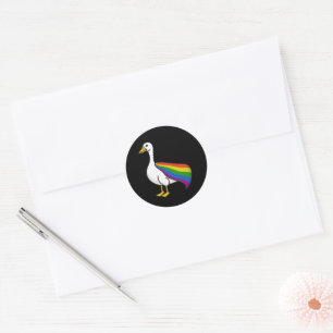 Pegatina Redonda Ganso Arcoíris Orgullo LGBTQ Gay Transexual Derech