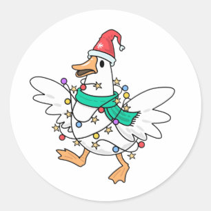 Pegatina Redonda Ganso de Navidad