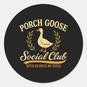 Pegatina Redonda Ganso de Porche Vintage Ganso Tonto Sogobierno