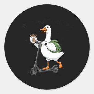 Pegatina Redonda Ganso Divertido en Scooter para Regular Emociones