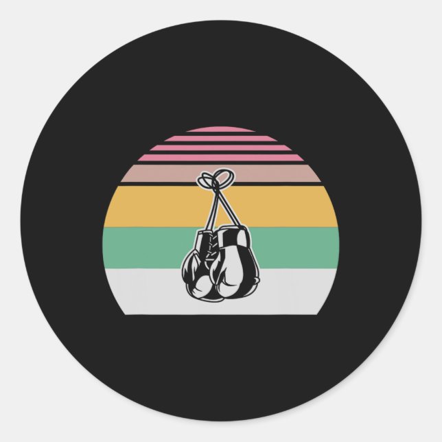 Pegatina Redonda Gantes de boxeo retro diseño de Sunset 2 (Anverso)