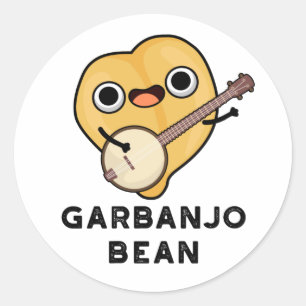 Pegatina Redonda Gar-banjo Bean Funny Garbanzo Banjo Pun
