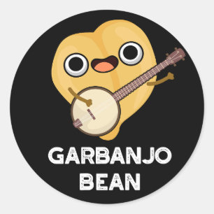 Pegatina Redonda Gar-banjo Bean Funny Garbanzo Banjo Pun Dark BG