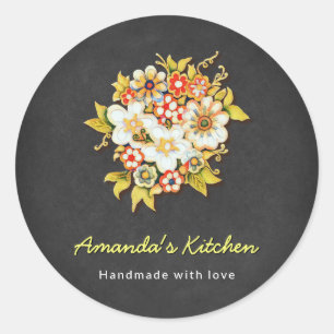 Pegatina Redonda Garden Floral Fabricación a mano de productos