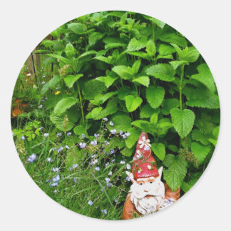 Pegatina Redonda Garden Gnome
