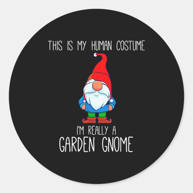 Pegatina Redonda Garden Gnome Costume, Halloween, This Is My Human  (Anverso)