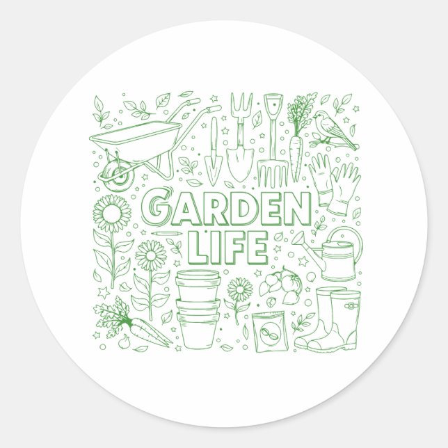 Pegatina Redonda Garden Pack (Anverso)